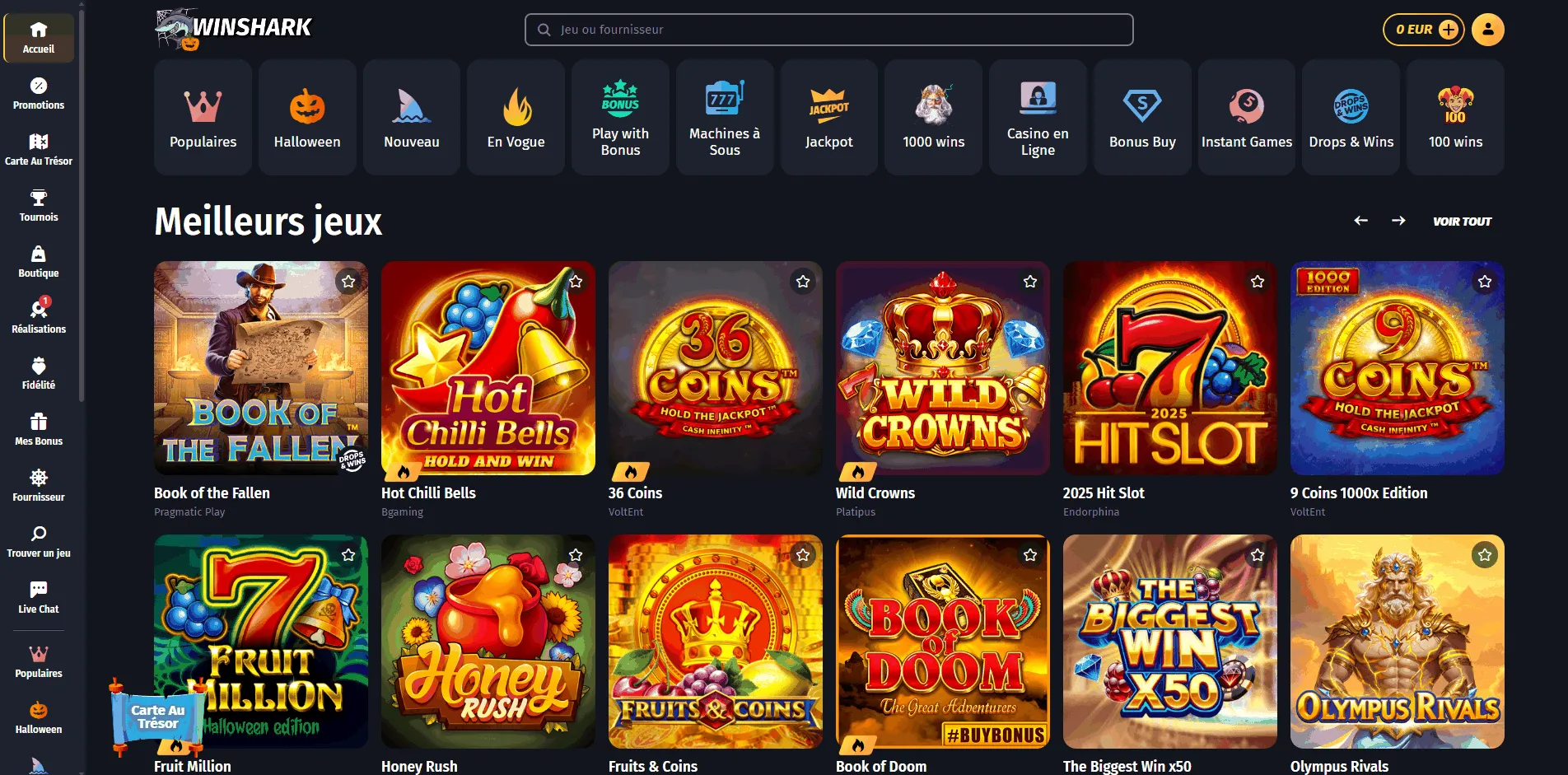 Site web du casino Winshark Casino en ligne Winshark